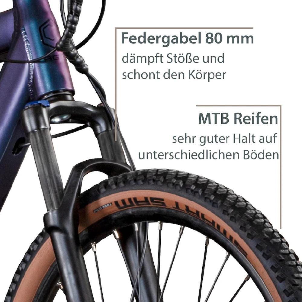 AGON E-Bike »Alpha« 24 Gang Heckmotor 250 W Pedelec Elektrofahrrad für Damen u. Herren MTB Mountainbike auf Raten Nur für heute