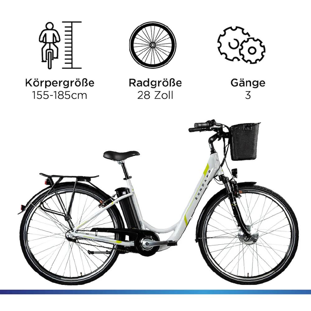 Zündapp E-Bike »Z510« 3 Gang Shimano Nexus SC-3C41 Frontmotor 250 W Pedelec Elektrofahrrad für Damen u. Herren Cityrad Riesige Rabatte