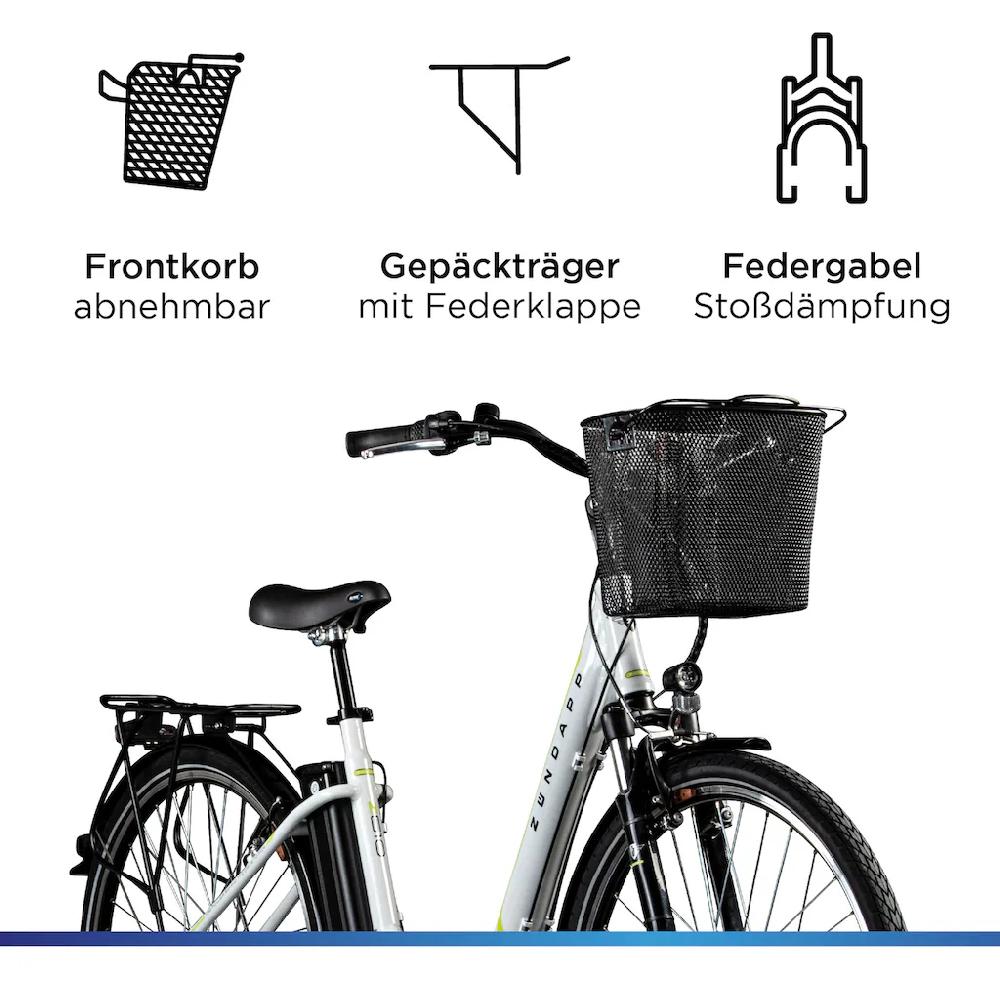 Zündapp E-Bike »Z510« 3 Gang Shimano Nexus SC-3C41 Frontmotor 250 W Pedelec Elektrofahrrad für Damen u. Herren Cityrad Riesige Rabatte