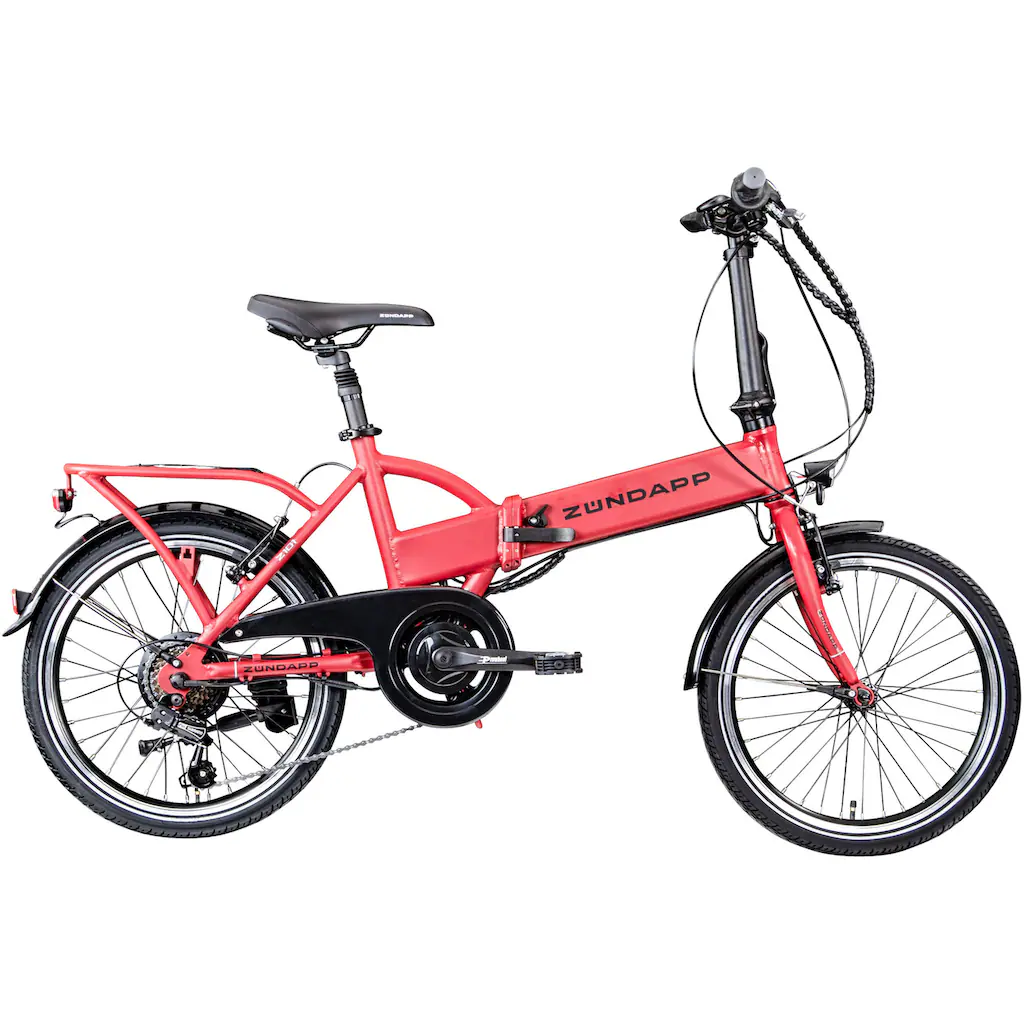 Zündapp E-Bike »Z101« 6 Gang Shimano Tourney RD-TY300 Heckmotor 250 W Pedelec Elektrofahrrad für Damen u. Herren Faltrad
