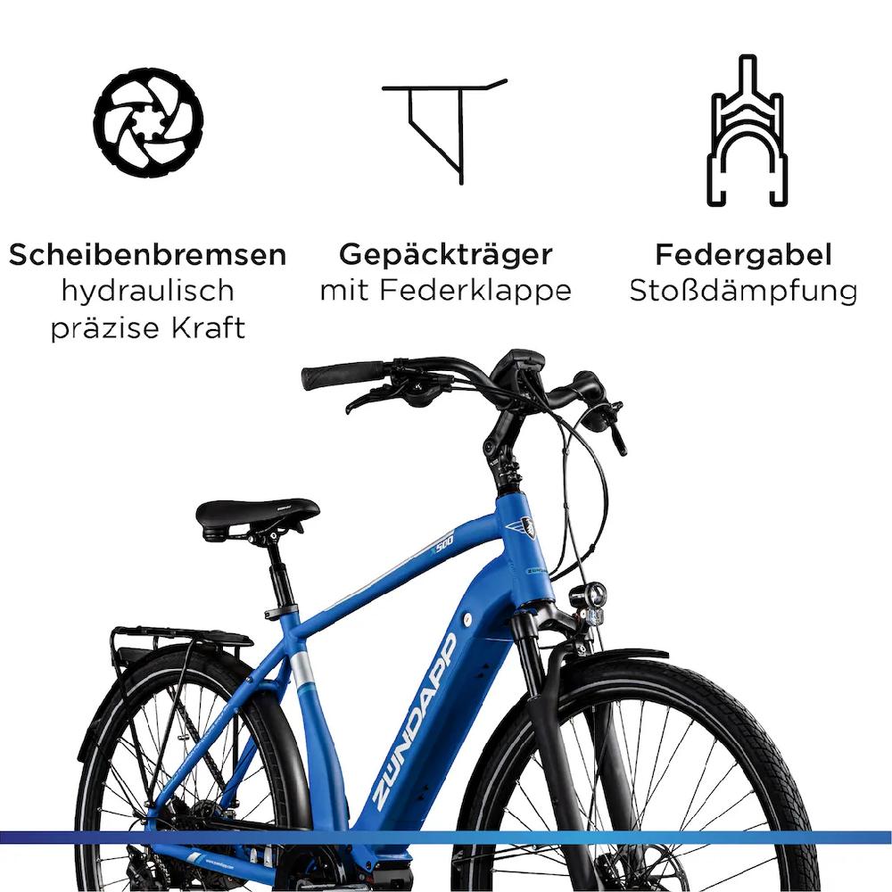 Zündapp E-Bike »X500« 11 Gang Shimano Deore Mittelmotor 250 W Pedelec Elektrofahrrad für Damen u. Herren Trekkingrad auf Rechnung zollfrei