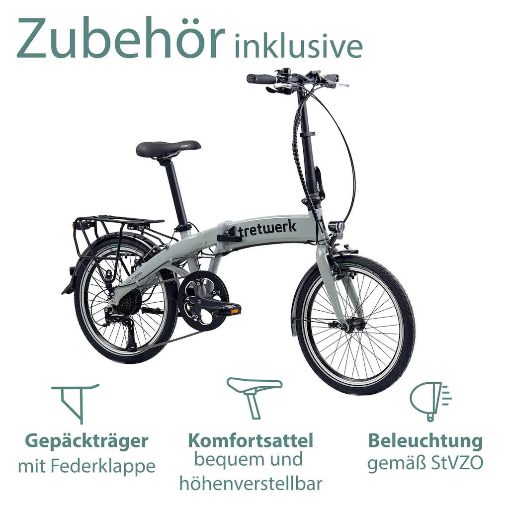 Tretwerk E-Bike »Akimbo« 8 Gang Shimano Acera M3020 SGS Heckmotor 250 W Pedelec Elektrofahrrad für Damen u. Herren Faltrad auf Raten Fabrik Onlineshop
