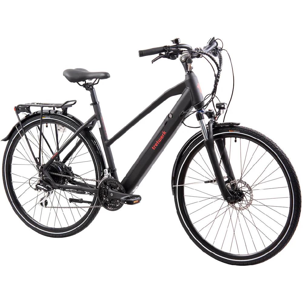 Tretwerk E-Bike »Seville 5.0« 24 Gang Shimano Heckmotor 250 W Pedelec Elektrofahrrad für Damen u. Herren Trekkingrad
