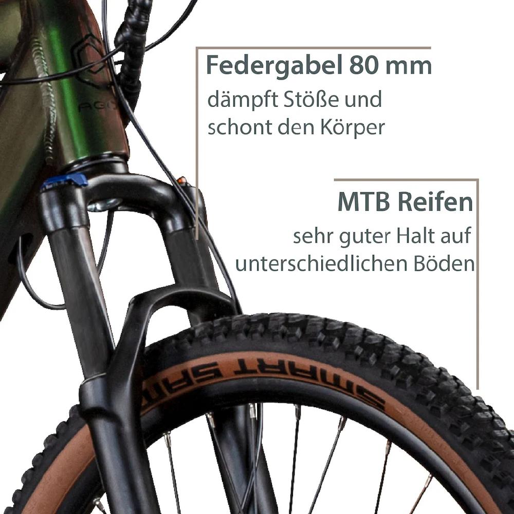 AGON E-Bike »Alpha« 24 Gang Heckmotor 250 W Pedelec Elektrofahrrad für Damen u. Herren MTB Mountainbike auf Rechnung Flash Sale