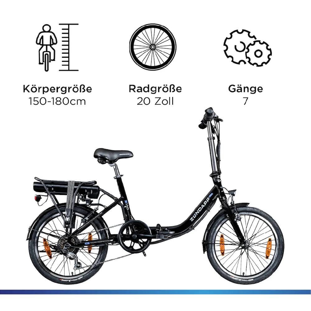 Zündapp E-Bike »Z110« 7 Gang Shimano RD-TY21 Tourney Heckmotor 250 W Pedelec Elektrofahrrad für Damen u. Herren Klapprad Preisnachlass