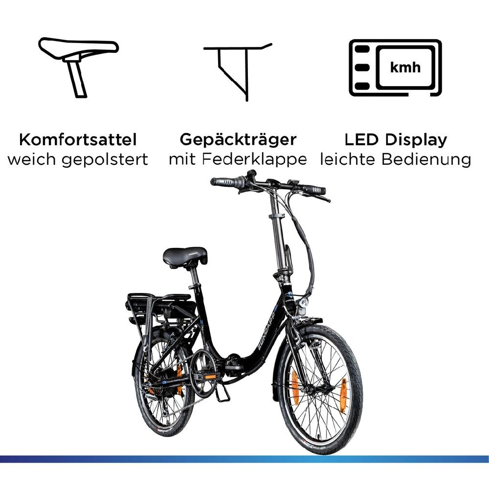 Zündapp E-Bike »Z110« 7 Gang Shimano RD-TY21 Tourney Heckmotor 250 W Pedelec Elektrofahrrad für Damen u. Herren Klapprad Preisnachlass