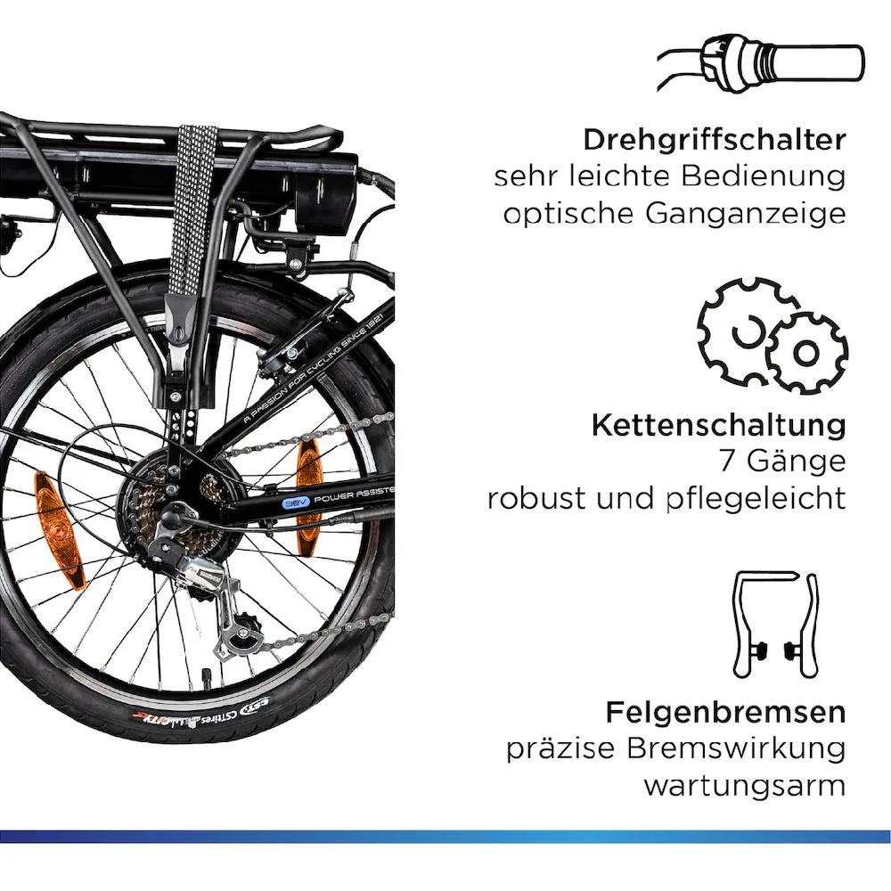 Zündapp E-Bike »Z110« 7 Gang Shimano RD-TY21 Tourney Heckmotor 250 W Pedelec Elektrofahrrad für Damen u. Herren Klapprad Preisnachlass