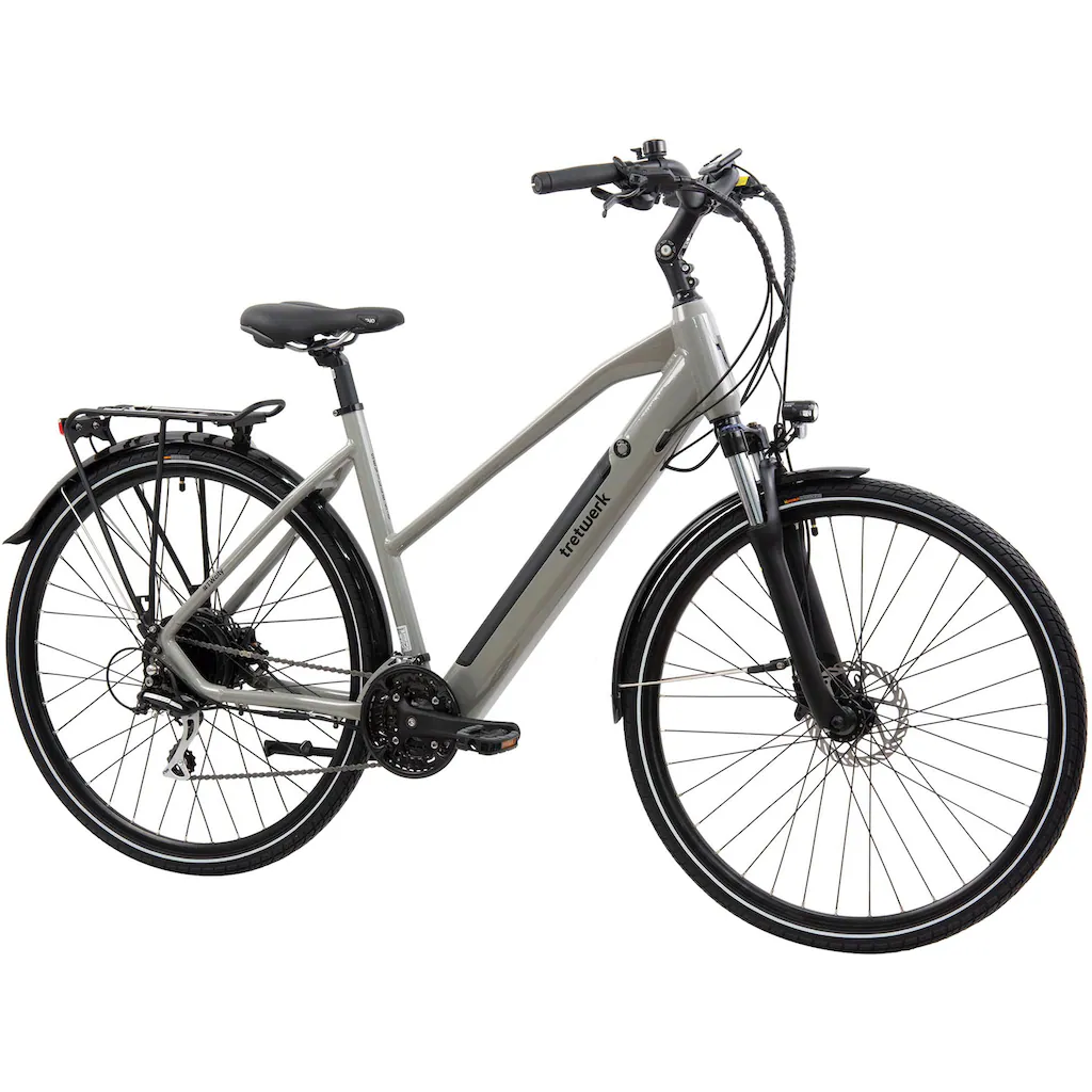 Tretwerk E-Bike »Seville 5.0« 24 Gang Shimano Heckmotor 250 W Pedelec Elektrofahrrad für Damen u. Herren Trekkingrad auf Rechnung kaufen