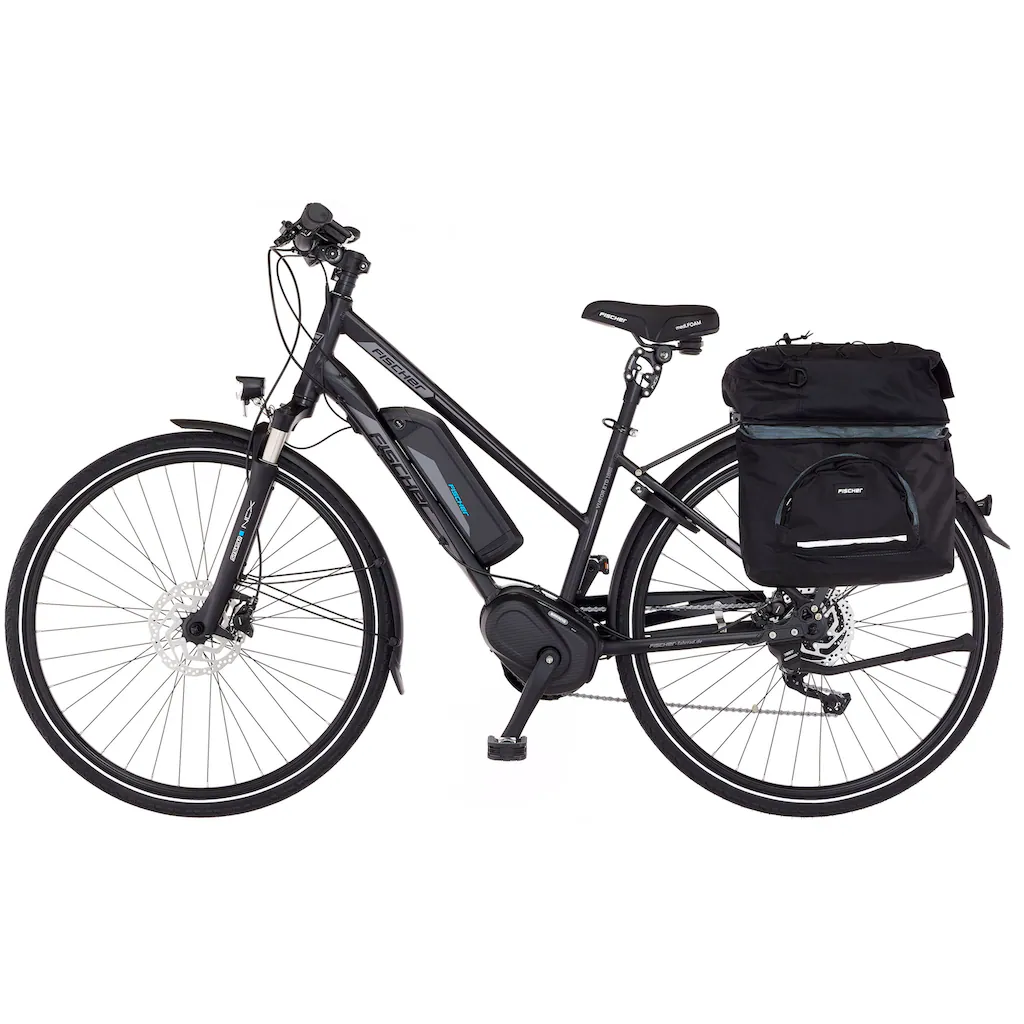 FISCHER Fahrrad E-Bike »VIATOR ETD 1861 557« 10 Gang Shimano Deore Mittelmotor 250 W (mit Gepäckträgertasche) Pedelec Elektrofahrrad für Damen Trekkingrad auf Rechnung Vatertagsangebot