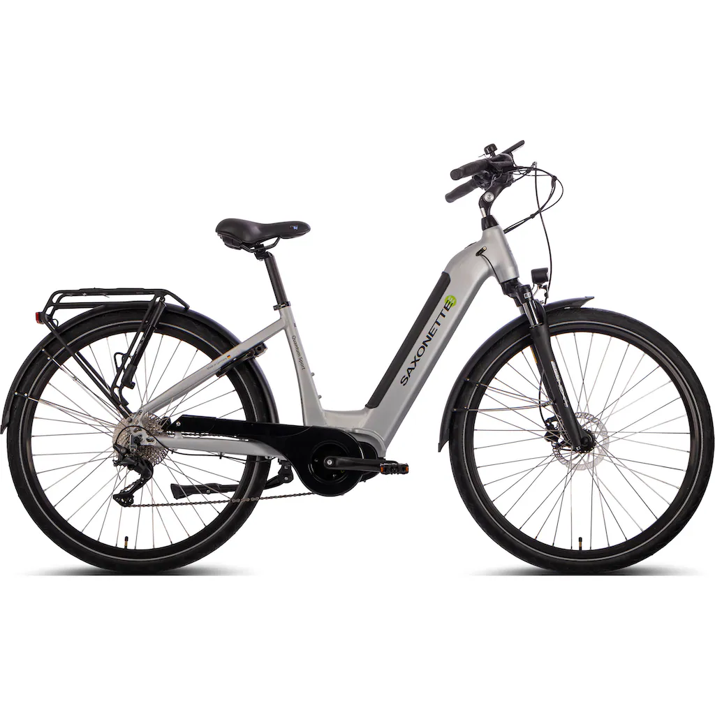 SAXONETTE E-Bike »Quantum Sport Wave« 10 Gang Shimano Mittelmotor 250 W Pedelec Elektrofahrrad für Damen u. Herren Trekkingrad auf Rechnung