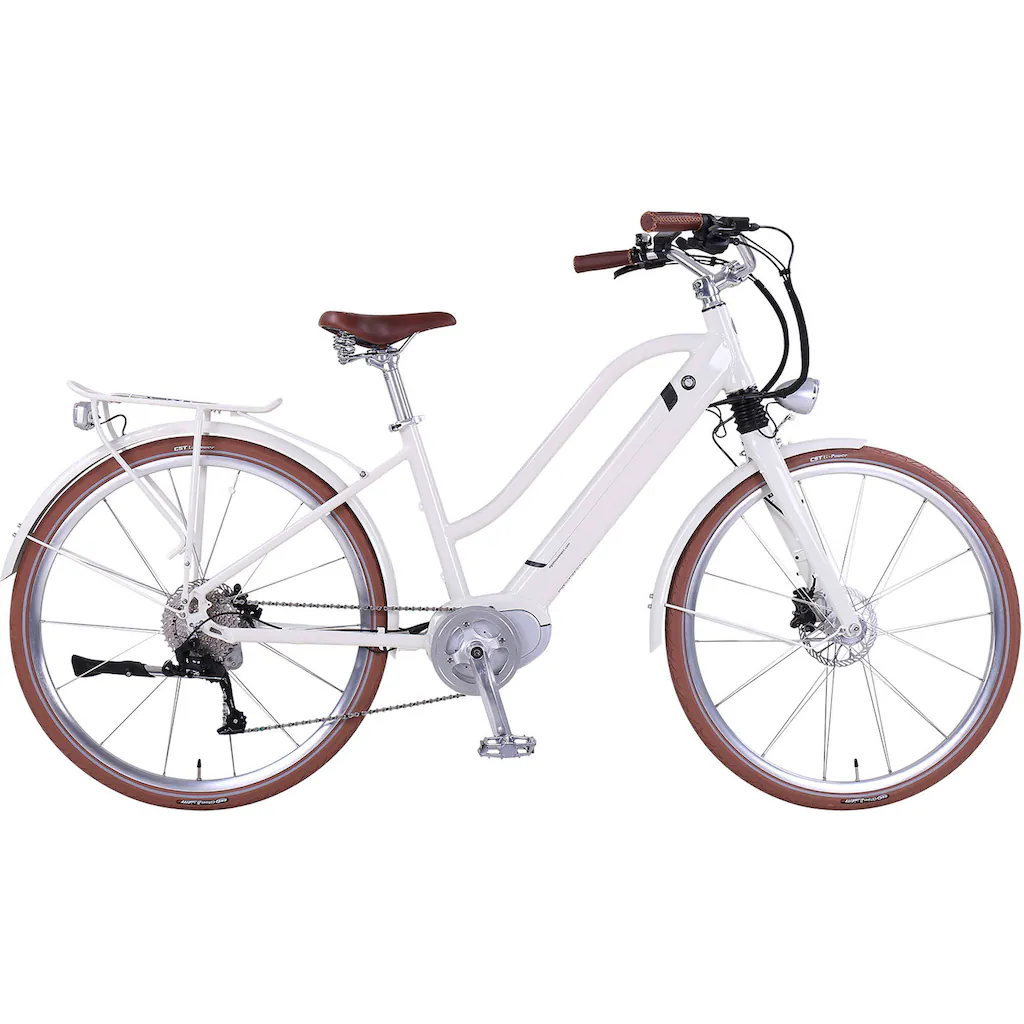 eGO Movement E-Bike »Classic 25 Cleopatra Trapez 45 cm Weiß 28"« 10 Gang Shimano Deore Mittelmotor 250 W Pedelec Elektrofahrrad für Damen u. Herren Cityrad auf Rechnung online bestellen