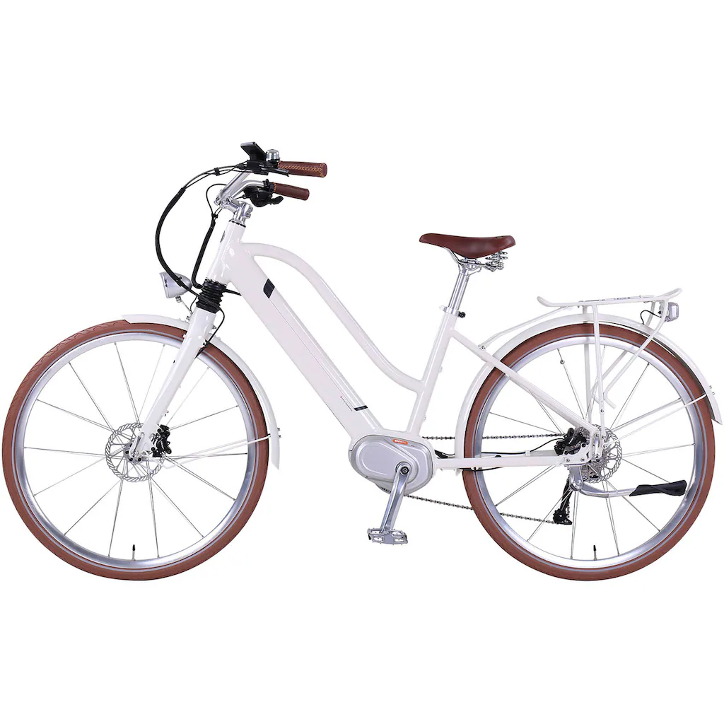 eGO Movement E-Bike »Classic 25 Cleopatra Trapez 45 cm Weiß 28"« 10 Gang Shimano Deore Mittelmotor 250 W Pedelec Elektrofahrrad für Damen u. Herren Cityrad auf Rechnung online bestellen VIP-Rabatte