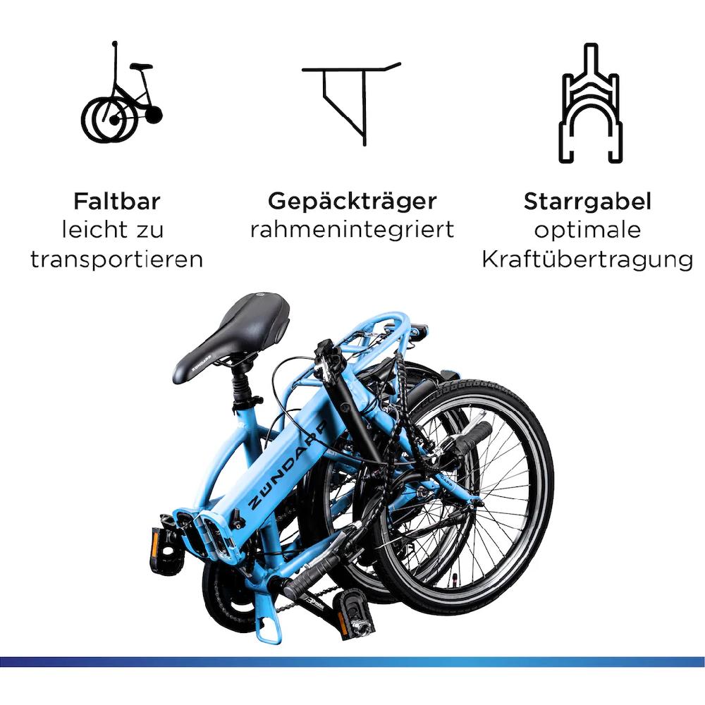 Zündapp E-Bike »Z101« 6 Gang Shimano Tourney RD-TY300 Heckmotor 250 W Pedelec Elektrofahrrad für Damen u. Herren Faltrad auf Rechnung kaufen Neueste Stile