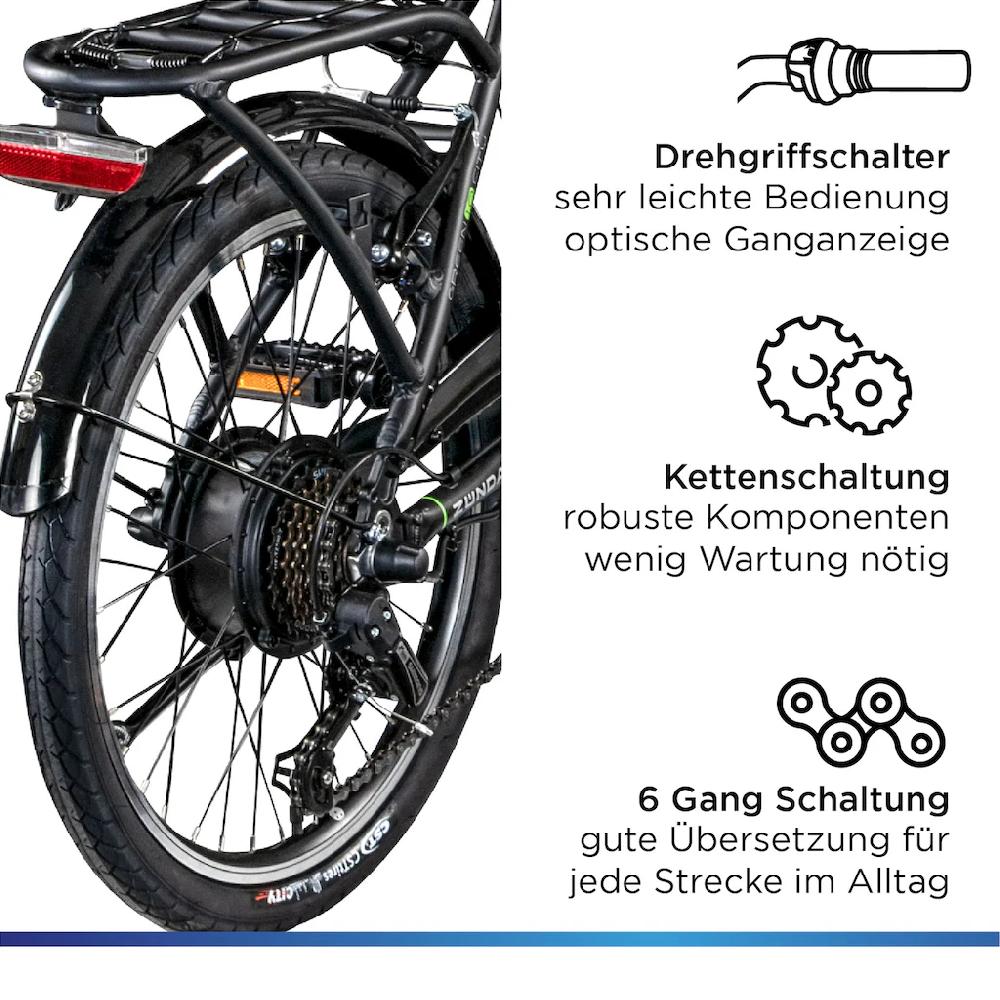 Zündapp E-Bike »Z101« 6 Gang Shimano Tourney RD-TY300 Heckmotor 250 W Pedelec Elektrofahrrad für Damen u. Herren Faltrad auf Rechnung kaufen Fabrikladen