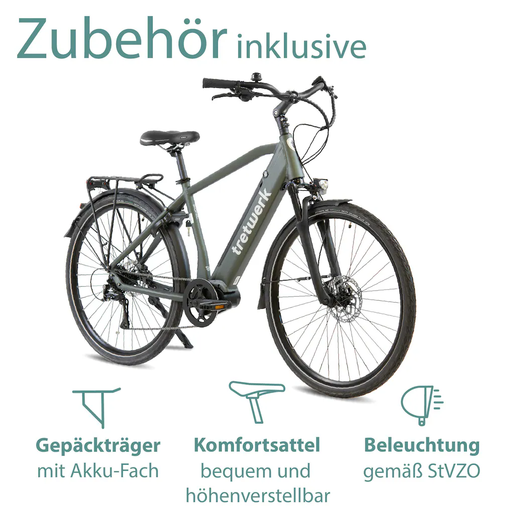 Tretwerk E-Bike »Sonic« 8 Gang Shimano Acera M3020 SGS Mittelmotor 250 W Pedelec Elektrofahrrad für Damen u. Herren Trekkingrad auf Rechnung 2025