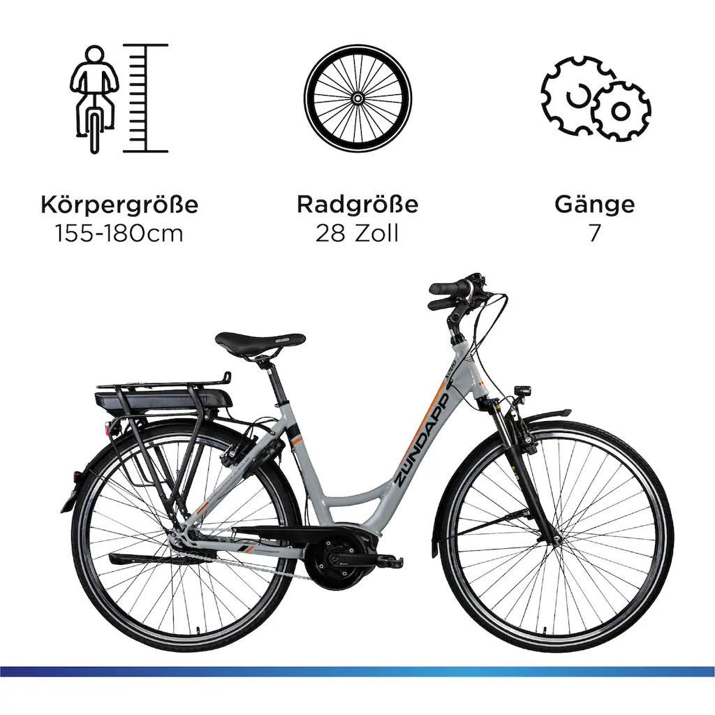 Zündapp E-Bike »X200« 7 Gang Shimano Nexus Mittelmotor 250 W Pedelec Elektrofahrrad für Damen u. Herren Cityrad Online