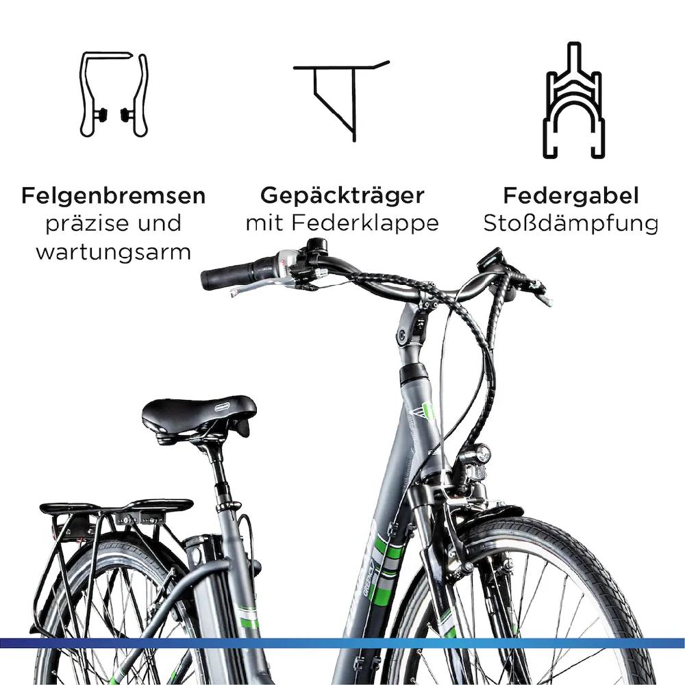 Zündapp E-Bike »Green 3.7« 7 Gang Frontmotor 250 W Pedelec Elektrofahrrad für Damen u. Herren Cityrad auf Rechnung kaufen im Angebot