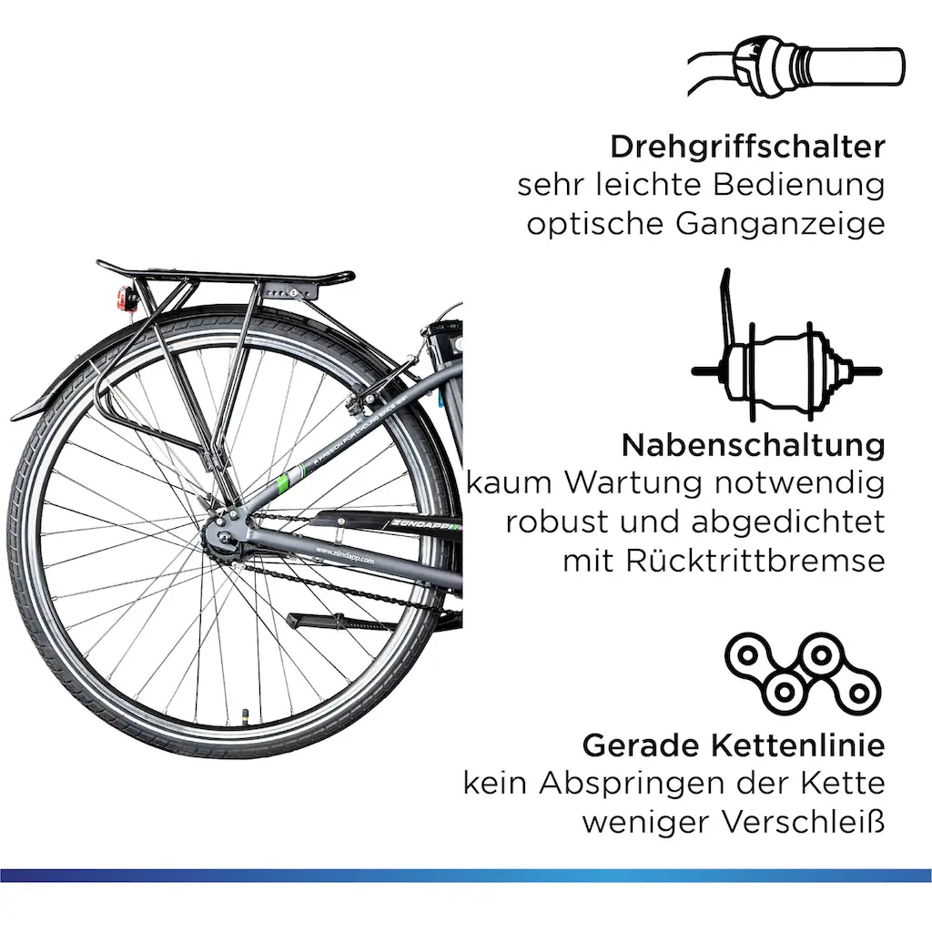 Zündapp E-Bike »Green 3.7« 7 Gang Frontmotor 250 W Pedelec Elektrofahrrad für Damen u. Herren Cityrad auf Rechnung kaufen im Angebot