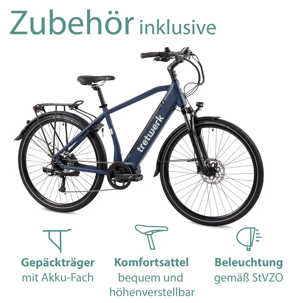 Tretwerk E-Bike »Sonic« 8 Gang Shimano Acera M3020 SGS Mittelmotor 250 W Pedelec Elektrofahrrad für Damen u. Herren Trekkingrad auf Rechnung Limitierter Zeitrabatt