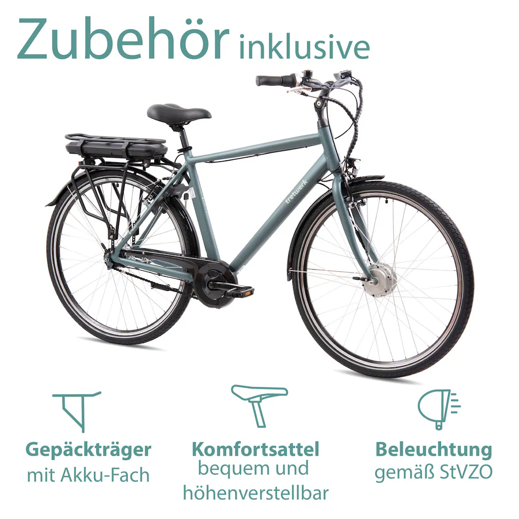 Tretwerk E-Bike »Mystic« 7 Gang Frontmotor 250 W Pedelec Elektrofahrrad für Damen u. Herren Trekkingrad auf Rechnung Flash Sale