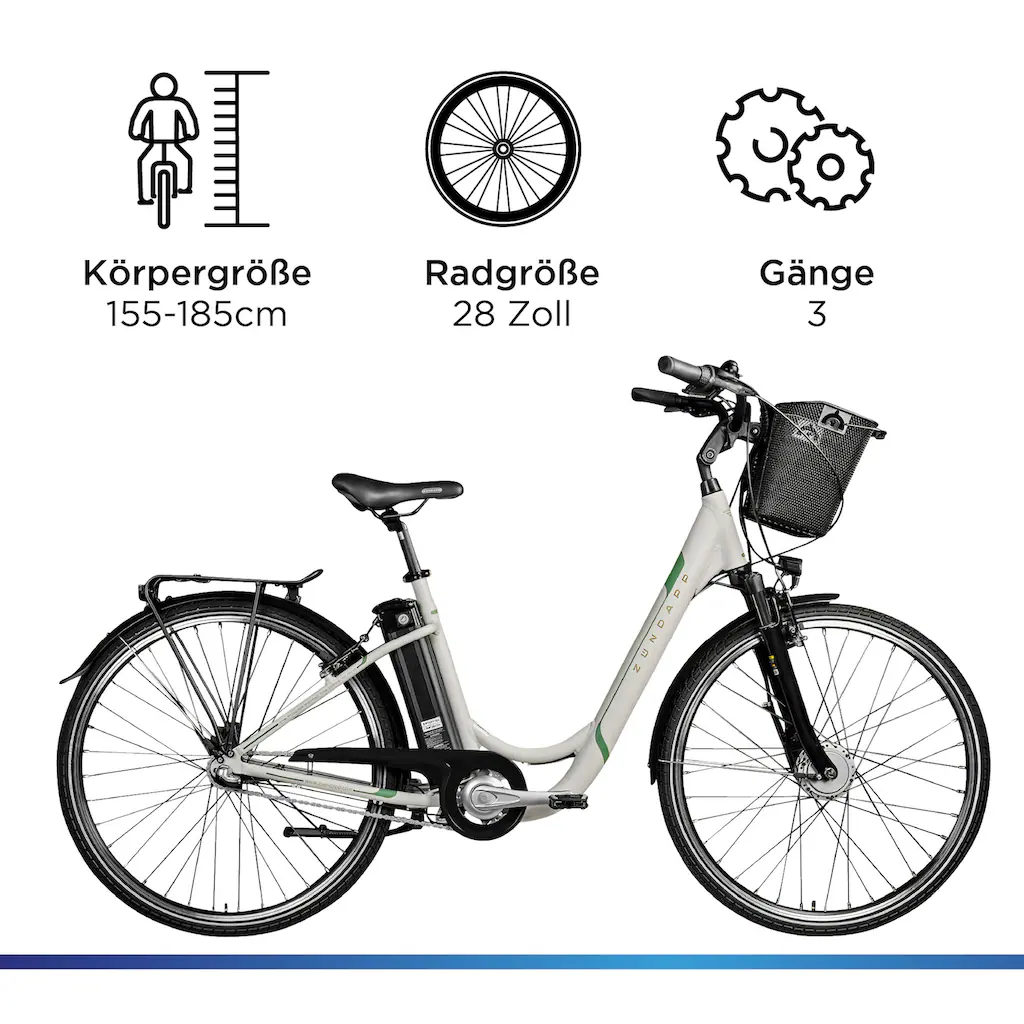 Zündapp E-Bike »Z510« 3 Gang Frontmotor 250 W E Bike 28 Zoll Damenfahrrad ab 155 cm mit 3 Gang Nabenschaltung Online Shopping