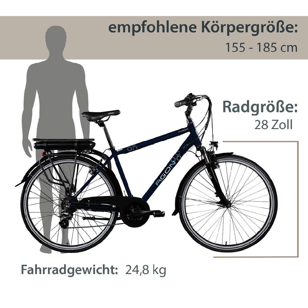 AGON E-Bike »Avesa« 21 Gang Heckmotor 250 W Pedelec Elektrofahrrad für Damen u. Herren Trekkingrad Lagerräumung