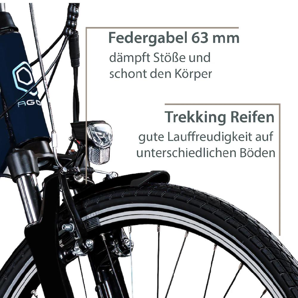 AGON E-Bike »Avesa« 21 Gang Heckmotor 250 W Pedelec Elektrofahrrad für Damen u. Herren Trekkingrad Lagerräumung