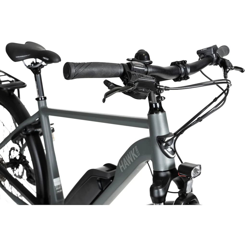 HAWK Bikes E-Bike »E-Trekking 500 Gent« 10 Gang Shimano Deore Mittelmotor 250 W Pedelec Elektrofahrrad für Damen u. Herren Trekkingrad auf Rechnung Exklusive Angebote