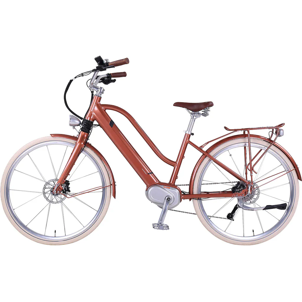 eGO Movement E-Bike »Classic 25 Cleopatra Trapez 45 cm Bronze 28"« 10 Gang Shimano Deore Mittelmotor 250 W Pedelec Elektrofahrrad für Damen u. Herren Cityrad auf Raten Kostenlose Rückgabe