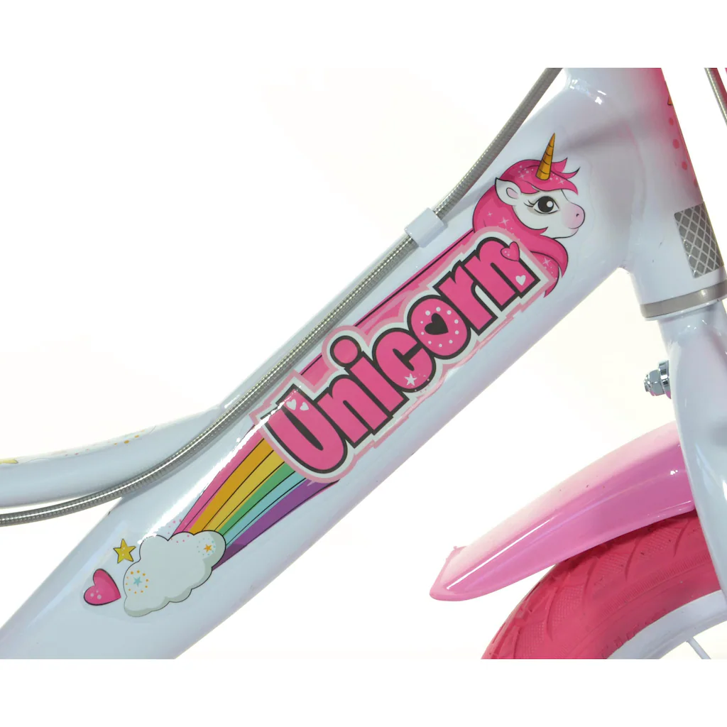 Dino Kinderfahrrad »Unicorn Einhorn 12 Zoll« 1 Gang mit Stützrädern Korb und Puppensitz Limitierter Zeitrabatt