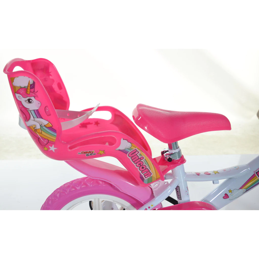 Dino Kinderfahrrad »Unicorn Einhorn 12 Zoll« 1 Gang mit Stützrädern Korb und Puppensitz Limitierter Zeitrabatt