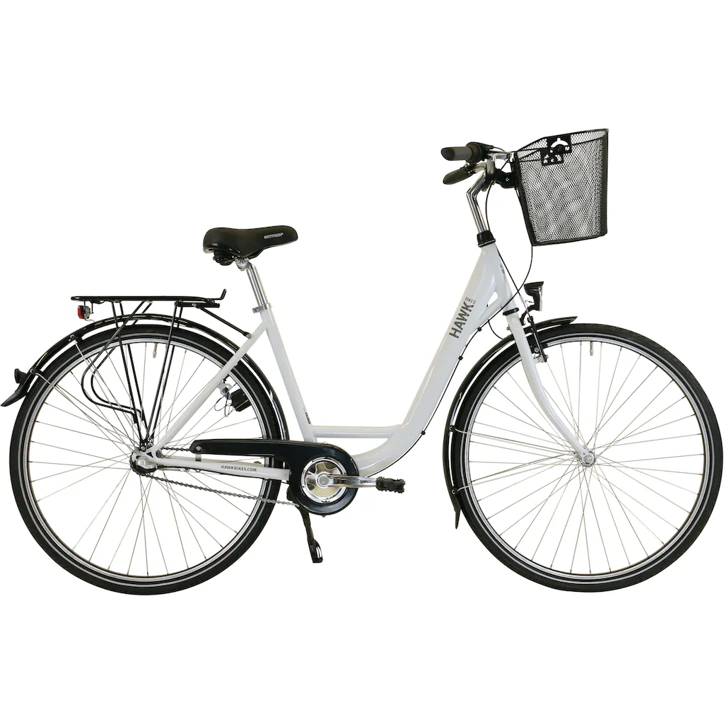 HAWK Bikes Cityrad »City Wave Premium Plus White« 3 Gang Shimano Nexus Schaltwerk für Damen und Herren auf Rechnung Fabrikpreis