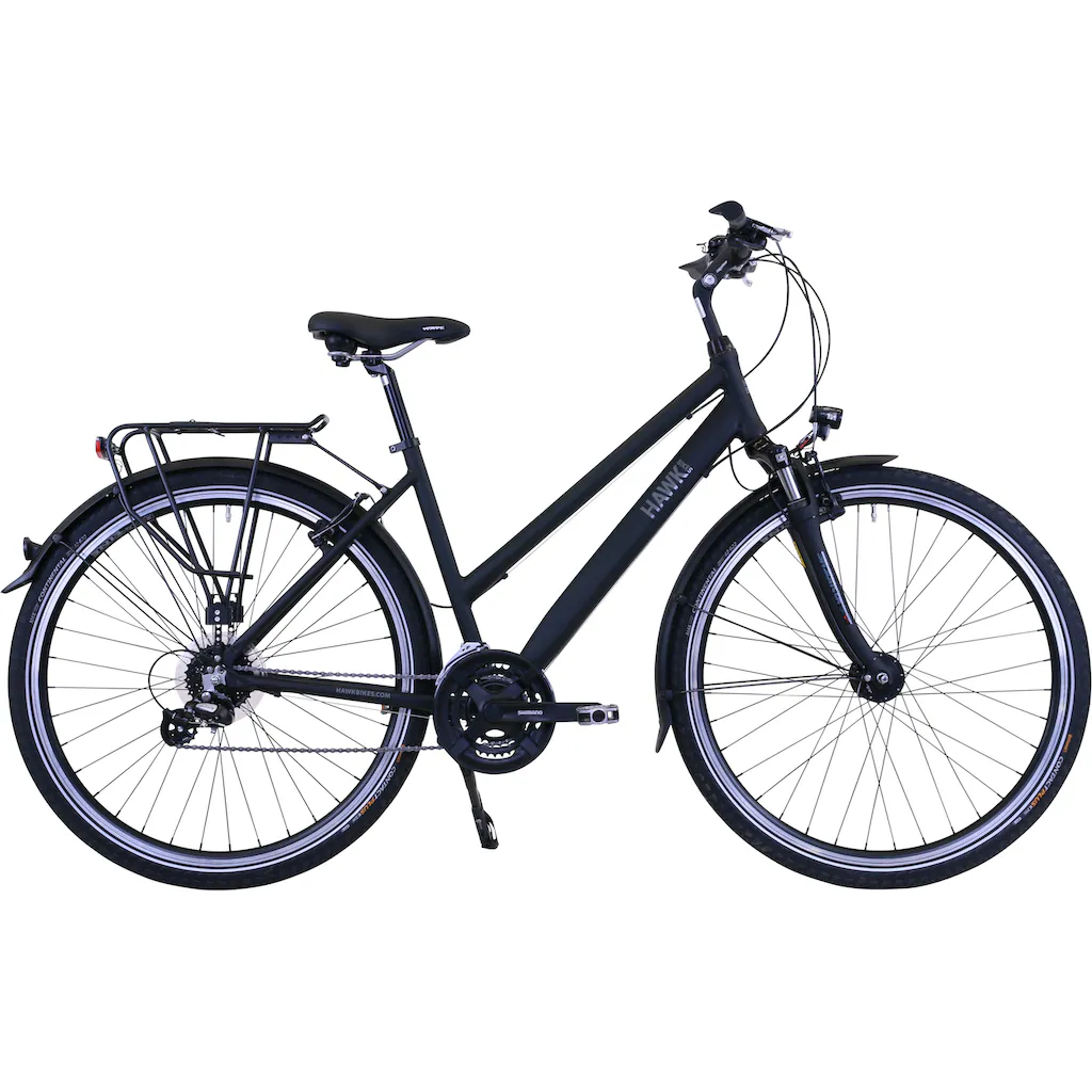 HAWK Bikes Trekkingrad »Trekking Lady Premium Black« 24 Gang microSHIFT für Damen und Herren auf Raten Tiefpreis