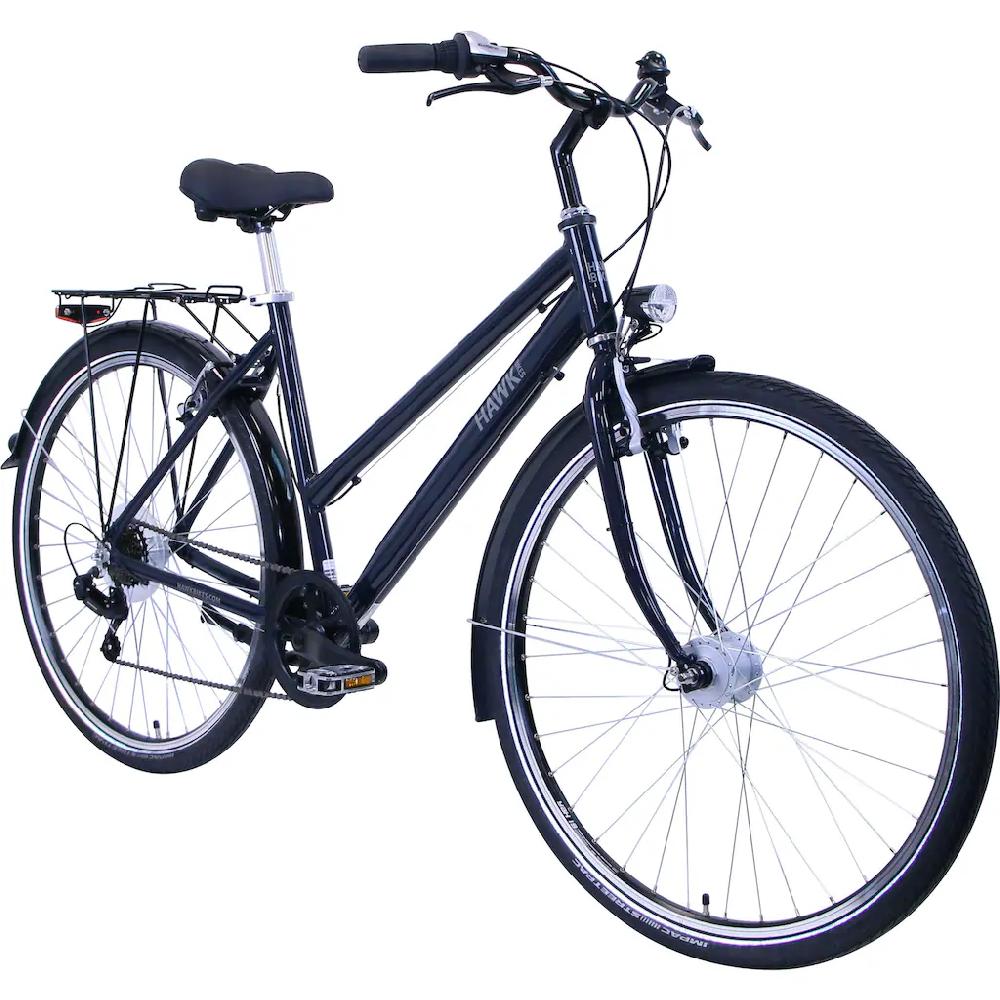 HAWK Bikes Cityrad »CITYTREK EASY BLUE LADY« 7 Gang Shimano Tourney Schaltwerk Kettenschaltung für Damen und Herren Kettenschaltung auf Raten Bestseller