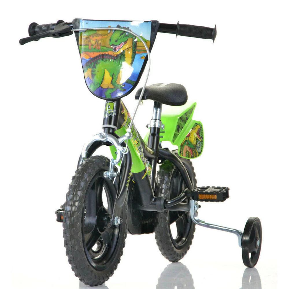 Dino Kinderfahrrad »Dinosaurier T-Rex 12 Zoll« 1 Gang mit Stützrädern Frontschild und coolen Schutzblechen auf Raten 50% Rabatt mit kostenlosem Versand