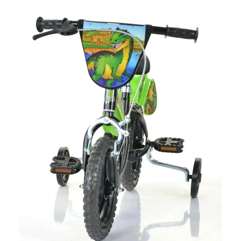 Dino Kinderfahrrad »Dinosaurier T-Rex 12 Zoll« 1 Gang mit Stützrädern Frontschild und coolen Schutzblechen auf Raten 50% Rabatt mit kostenlosem Versand