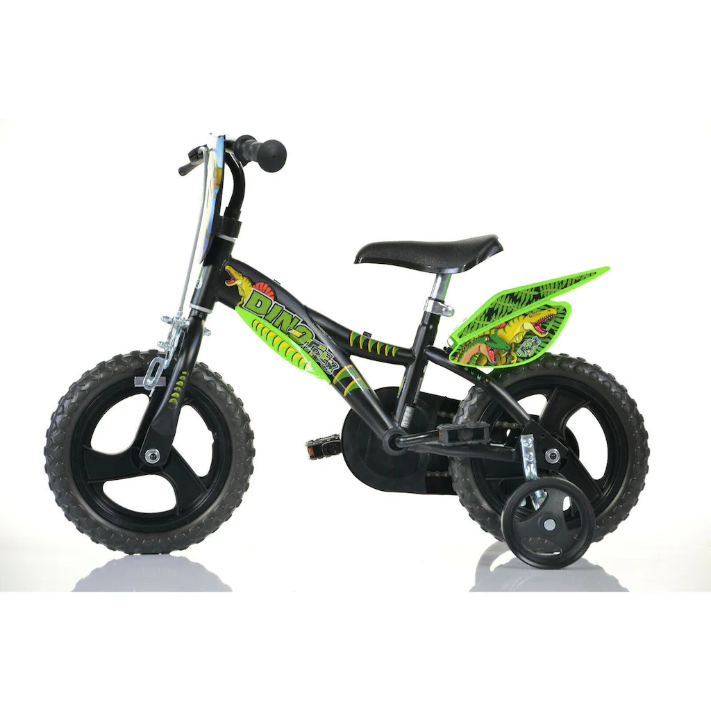 Dino Kinderfahrrad »Dinosaurier T-Rex 12 Zoll« 1 Gang mit Stützrädern Frontschild und coolen Schutzblechen auf Raten 50% Rabatt mit kostenlosem Versand