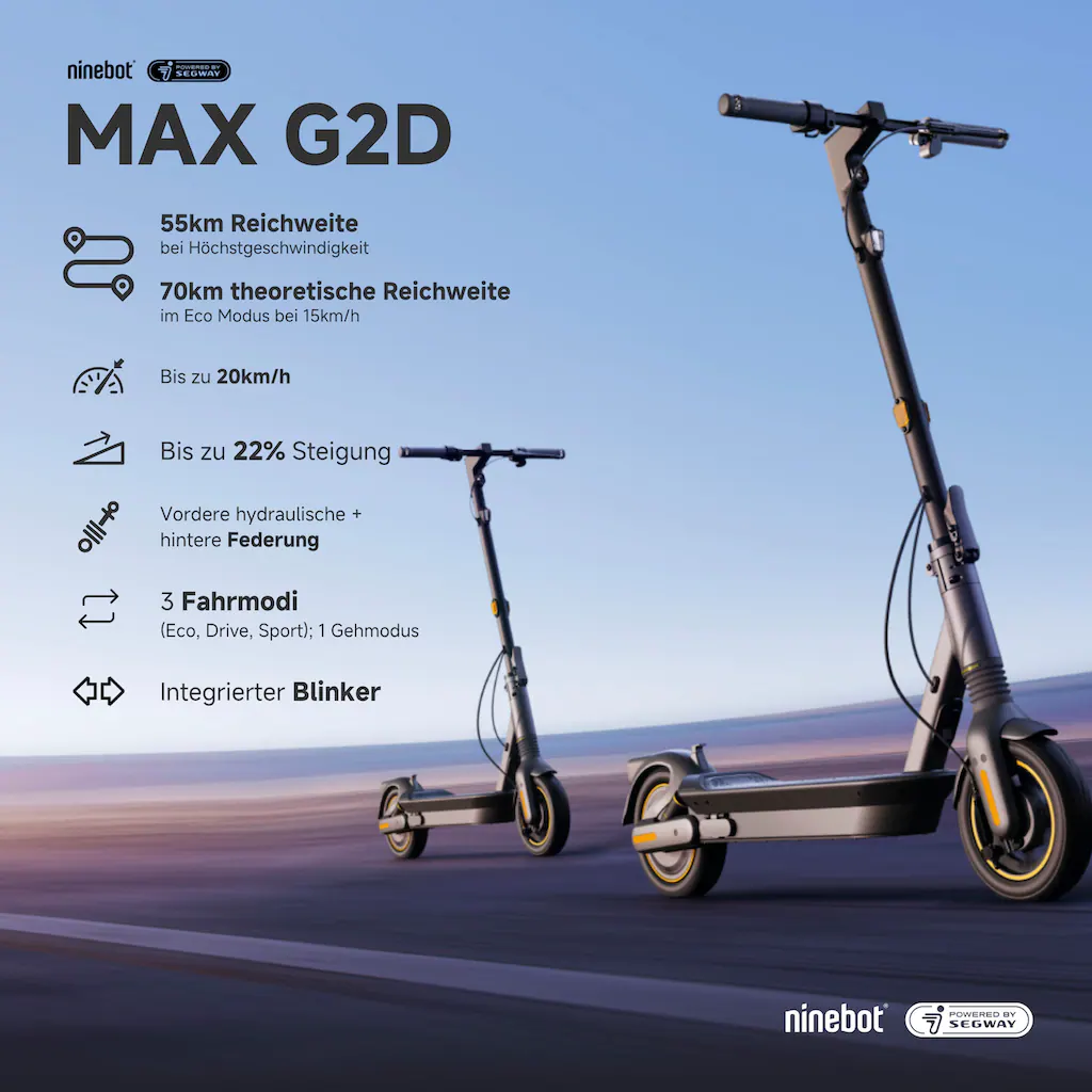 ninebot by Segway E-Scooter »KickScooter MAX G2 D« Electric Scooter mit Straßenzulassung bis zu 70 km Reichweite Bis zu 55% Rabatt