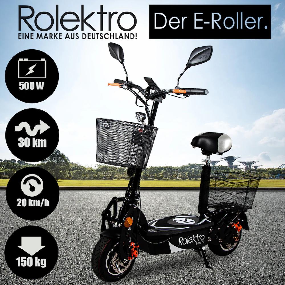 Rolektro E-Mofaroller »E-Joy 20 Schwarz 36V-12AH Blei-Gel Akku 500 Watt« bis zu 30 km Reichweite Exklusivangebot