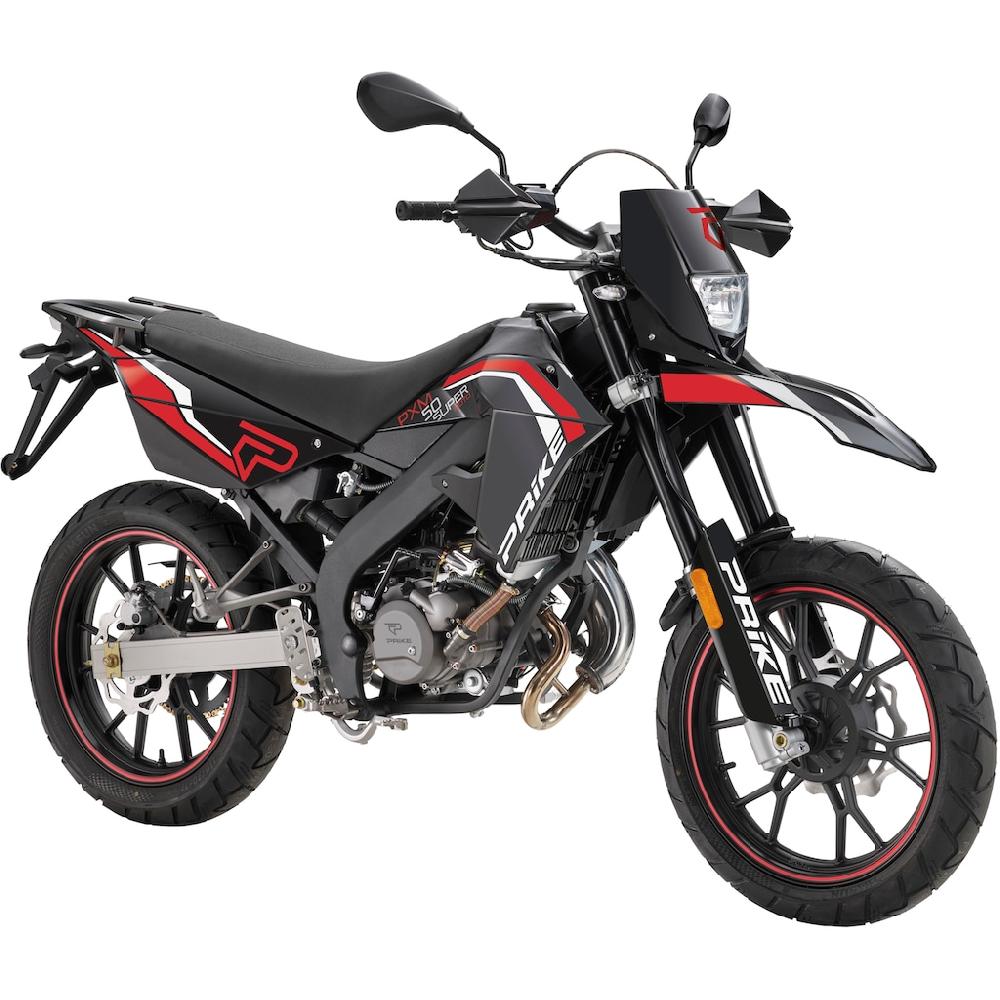 PRIKE Motorrad »PRIKE PXM 50 Supermoto E5 schwarz/rot« 50 cm³ 45 km/h Euro 5 4 7 PS auf Rechnung Cyber Monday