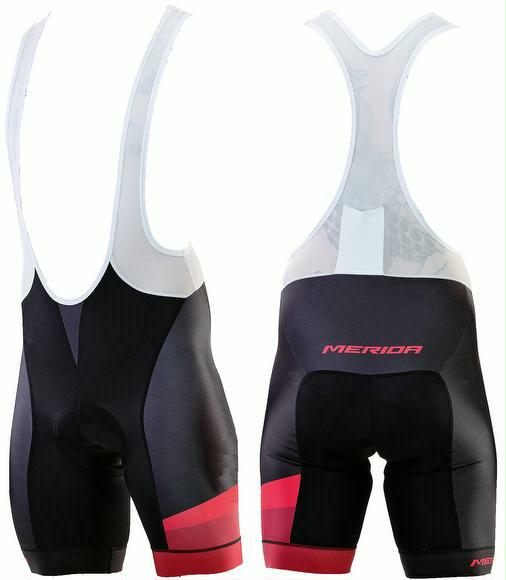 fahrrad-discount Trägerhose Merida Road CX kurz mit Polster rot Auslauf